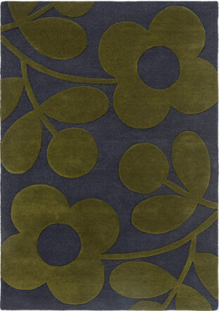 Designer rug "Sprig Stem" navy - hand-tufted, made of 100% pure new wool