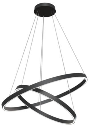 Flexible LED-Hängelampe „Rim Black“ 2 Ringe Ø 80 cm