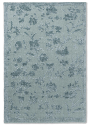 Luxueux tapis de designer tissé à la main "RYE" Sage Blue, 50% soie