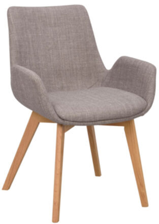 Design Stuhl „Drimsdale“ mit Armlehnen und nachhaltigem Eichenholz - Grau / Eiche Natur