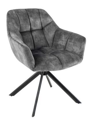 Swivel design chair "Papillo" - velvet gray