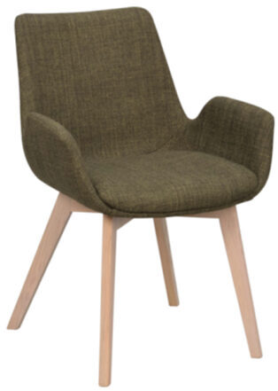 Design Stuhl „Drimsdale“ mit Armlehnen und nachhaltigem Eichenholz - Grün / Eiche hell