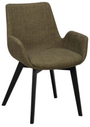 Design Stuhl „Drimsdale“ mit Armlehnen und nachhaltigem Eichenholz - Grün / Eiche Schwarz