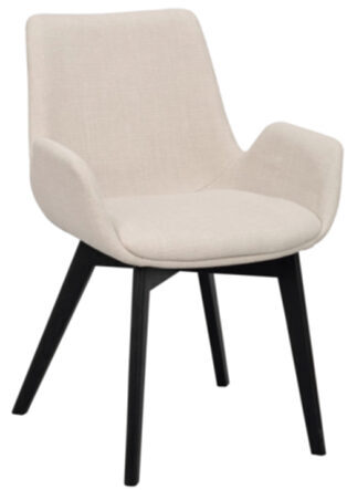 Design Stuhl „Drimsdale“ mit Armlehnen und nachhaltigem Eichenholz - Beige / Eiche Schwarz