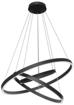 Flexible LED-Hängelampe „Rim Black“ 3 Ringe Ø 80 cm
