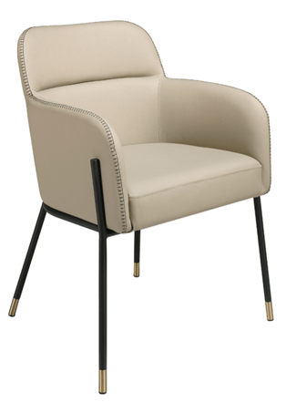 Chaise design "Auckland" avec accoudoirs - simili cuir beige