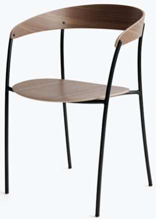 Design Stuhl „Missing“ mit Armlehnen - Nussbaumholz