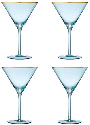 Handgefertigte Martini-Gläser Chloe Aqua (4er-Set)