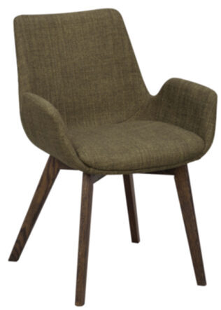 Design Stuhl „Drimsdale“ mit Armlehnen und nachhaltigem Eichenholz - Grün / Eiche Dunkelbraun