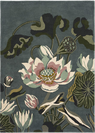 Designer Teppich „Waterlily“ Midnight Pond - handgetuftet, aus 100% reiner Schurwolle