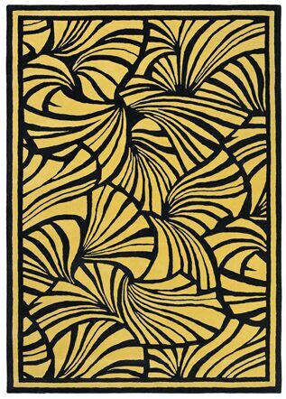 Designer rug "Japanese Fans " Gold - hand-tufted, made of 100% pure new wool