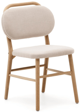Chaise en bois massif de haute qualité "Hedya" - chêne/beige