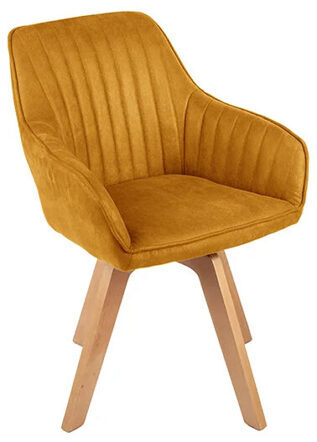 Swivel design chair "Livigno" - velvet mustard yellow