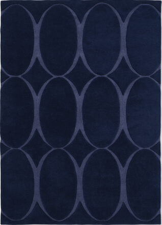 Tapis design "Renaissance" bleu foncé - tufté main, 84% pure laine vierge