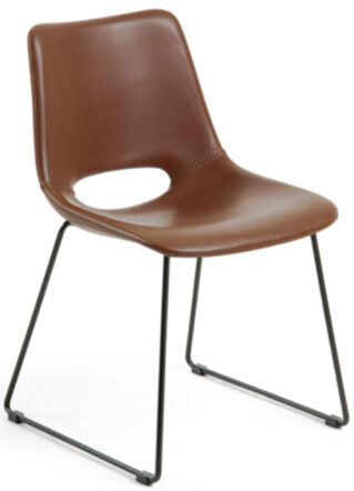 Chaise de salle à manger design Sahara - Faux cuir brun clair