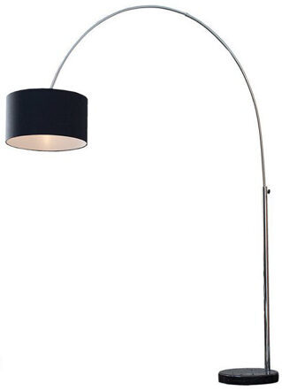 Ausziehbare Bogenlampe „Lounge“ mit Marmorsockel und Leinenschirm - Schwarz