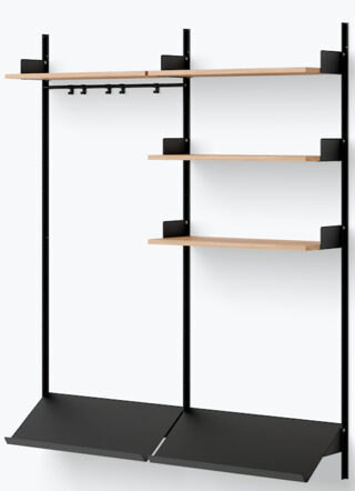 Design wall coat rack "New Works Shelf III" - 190 x 163.5 cm, oak / black