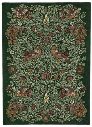 Designer rug "Bird" Tump Green - hand-tufted, made of 100% pure new wool
