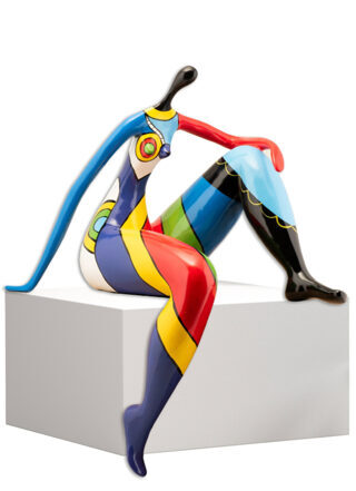 Handgefertigter Design Skulptur „Flower Power Mädchen“ 68 x 59 cm