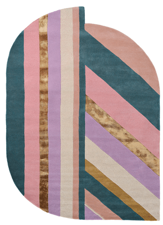 Asymmetrischer Designer Teppich „Jardin“ Pink - handgetuftet, aus 88% reiner Schurwolle