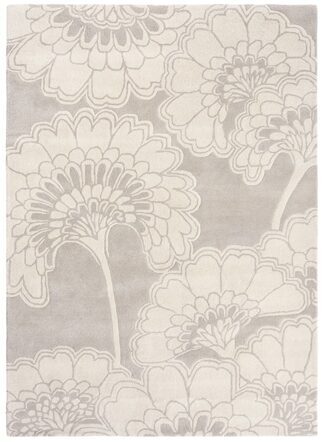Tapis design "Japanese Floral" Oyster - tufté main, 100% pure laine vierge