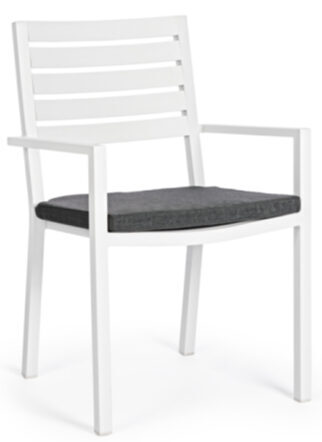 High-quality outdoor chair "Helina" with armrests - white