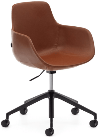 Chaise de bureau design "Tissiano" avec accoudoirs - simili cuir marron