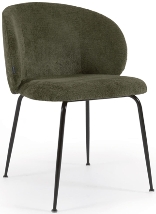 Design dining chair "Mona" - chenille dark green