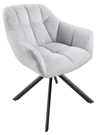 Swivel design chair "Papillo" - textured fabric light gray