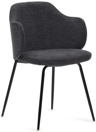 Design chair "Ferdinand" with armrests - chenille dark gray