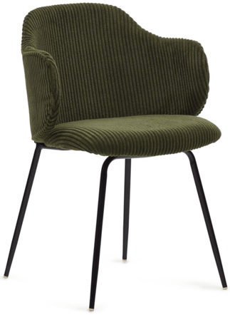 Design Stuhl „Ferdinand“ mit Armlehnen - Cord Grün