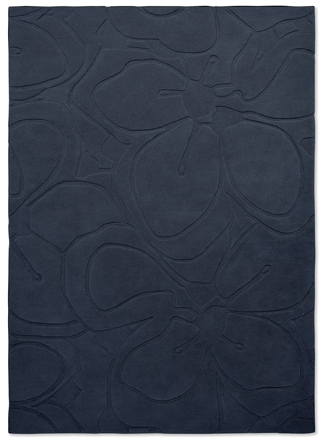 Designer Teppich „Magnolia“ Dark Blue - handgetuftet, aus 100% Schurwolle