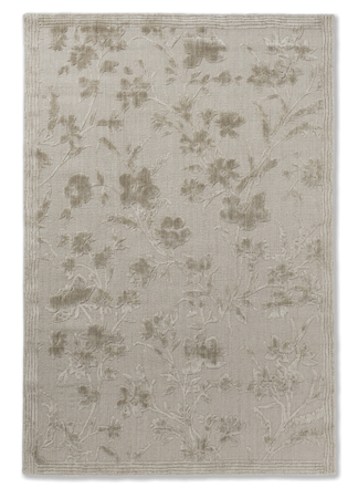 Luxurious, hand-woven designer rug "RYE" Natural, 50% silk