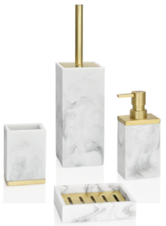 set de salle de bain 4 pièces "Solez" avec effet marbre