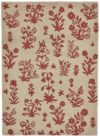 Tapis design "Woodland Glade" Linen/Russet - tufté main, 100% pure laine vierge