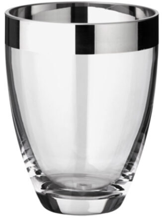 Mundgeblasene Vase „Charlotte“, Kristallglas mit Platinrand - Höhe 16 cm