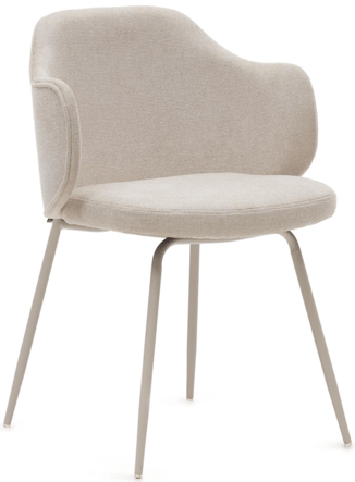 Design chair "Ferdinand" with armrests - Chenille Light Beige