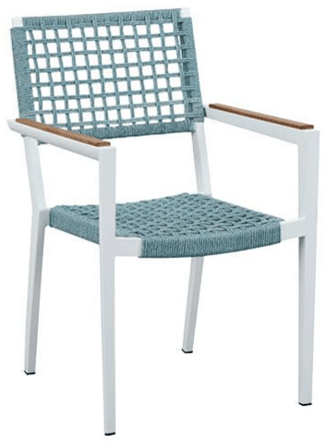 Garden chair with armrests "Champion" / Light blue-white
