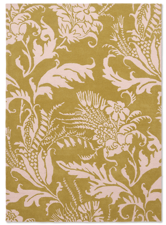 Designer rug "Baroque" Yellow - hand-tufted, made of 100% virgin wool