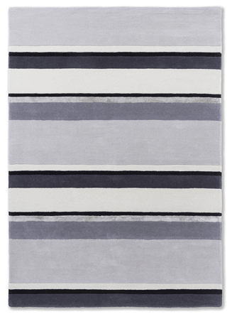 High-quality designer rug "Eaton" Charcoal, made from New Zealand wool