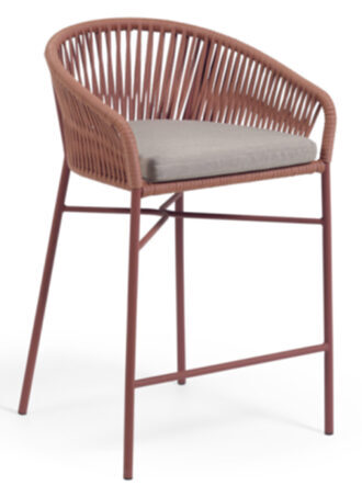 Hand woven outdoor bar chair Yanetto - Terracotta
