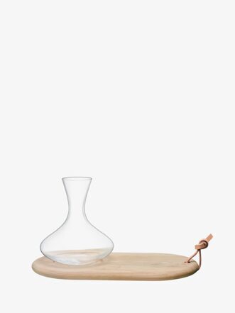 Wine Cheese Plate From Oak & Wine Carafe 1.4L Clear