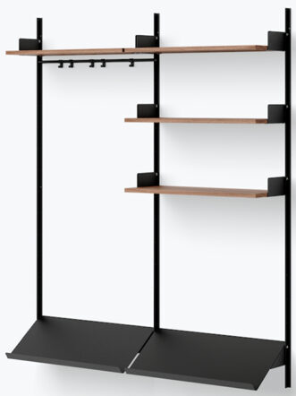 Design wall coat rack "New Works Shelf III" - 190 x 163.5 cm, Walnut / Black
