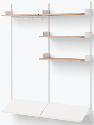 Design wall coat rack "New Works Shelf III" - 190 x 163.5 cm, oak / white