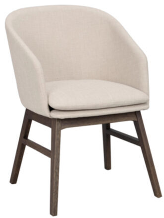 Design Stuhl „Windham“ mit Armlehnen und nachhaltigem Eichenholz - Beige / Eiche Dunkelbraun