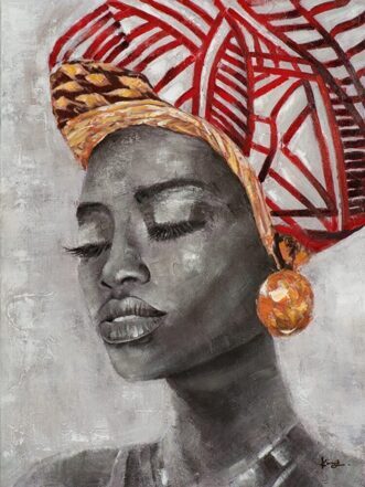 Handbemalter Kunstdruck „Schönheit mit Turban“ 90 x120 cm