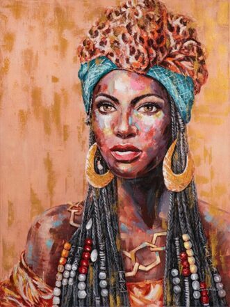 Hand painted art print "Beauty with turban" 90 x 120 cm