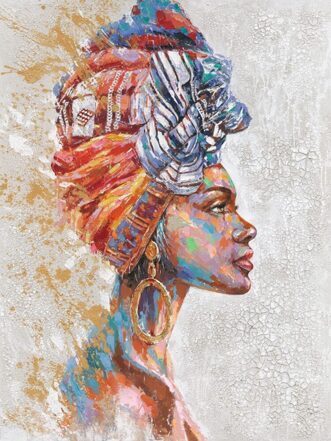 Hand painted art print "Beauty with turban II" 90 x 120 cm