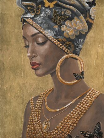 Impression d'art peinte à la main "Goldwoman" 90 x 120 cm