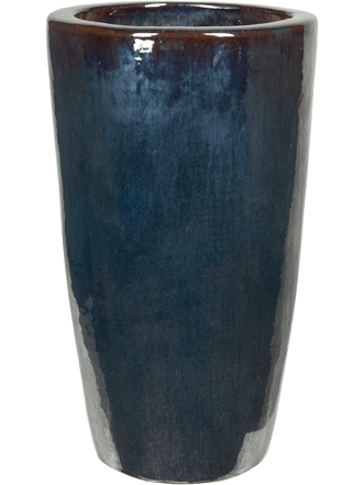 High-quality indoor/outdoor flower pot "Plain Partner" Ø 36 cm/height 70 cm, Metal Glaze dark blue